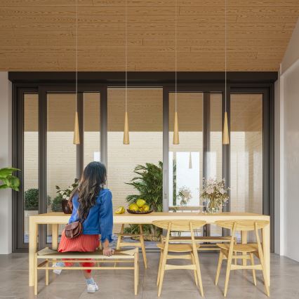 Závesný luster na lanku SULA 1xGU10/10W/230V, priemer 8 cm, béžový