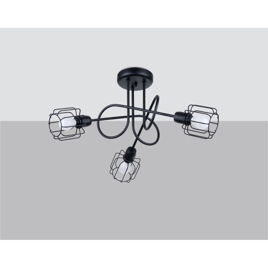 Luster na tyči BELUCI 3xE14/40W/230V čierna