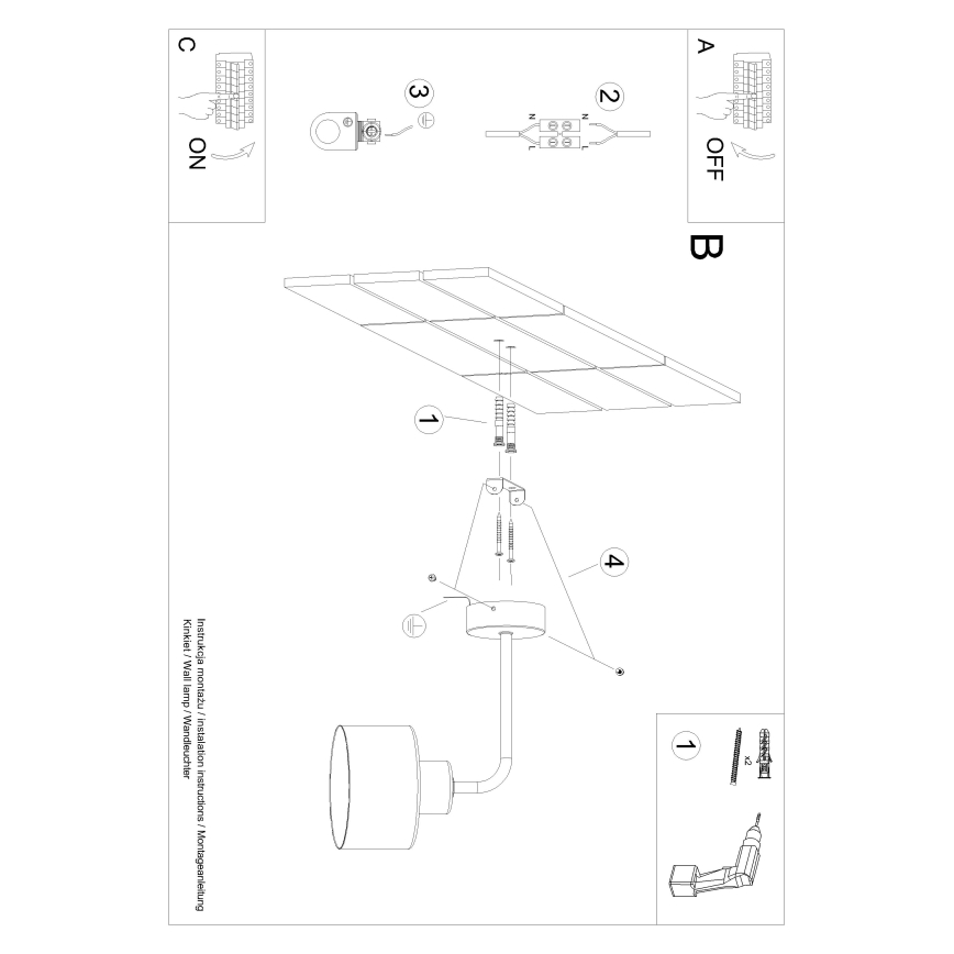 Nástenná lampa SAVAR 1xE27/60W/230V čierna
