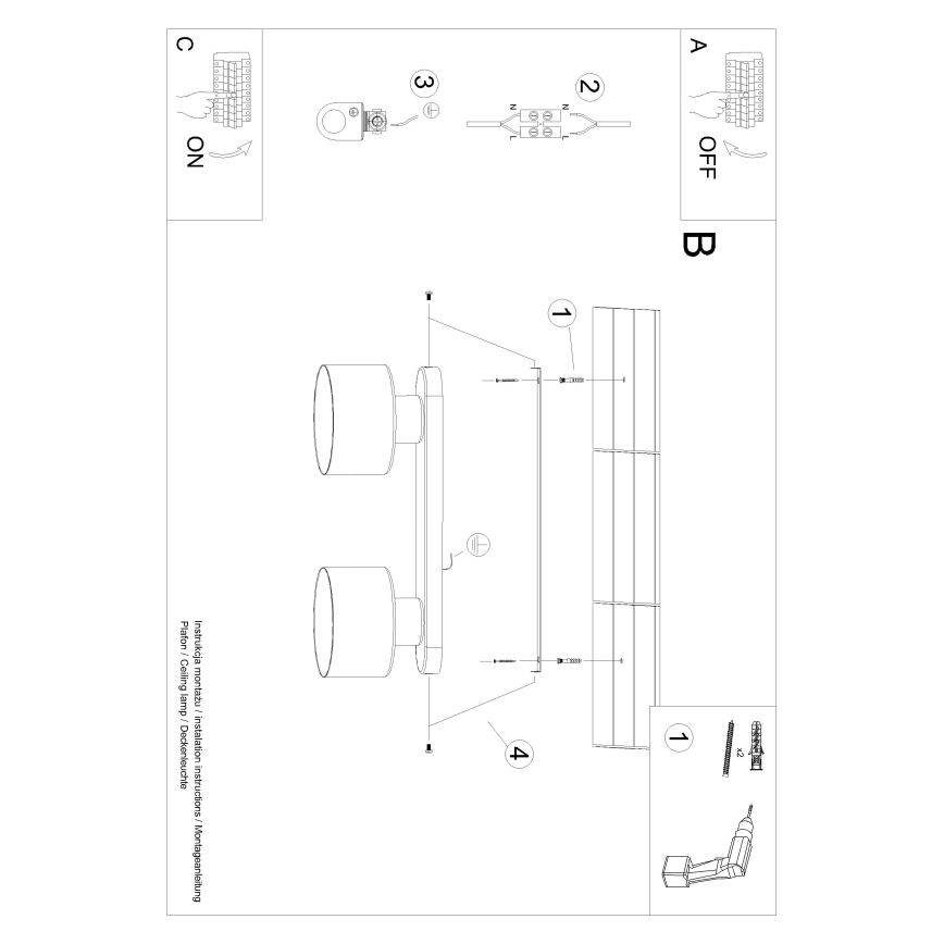 Stropné svietidlo SAVAR 2xE27/60W/230V čierna
