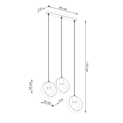 Luster na lanku TITRAN 3xE27/60W/230V biela