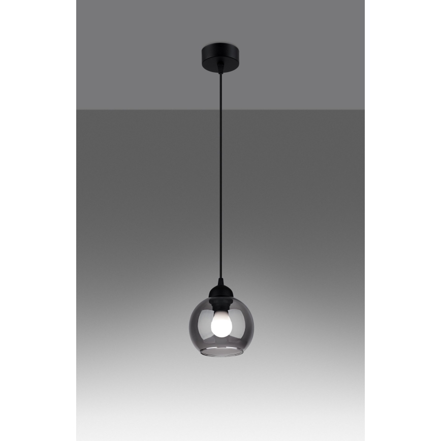 Luster na lanku ALINO 1xE27/60W/230V čierna