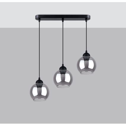 Luster na lanku ALINO 3xE27/60W/230V čierna