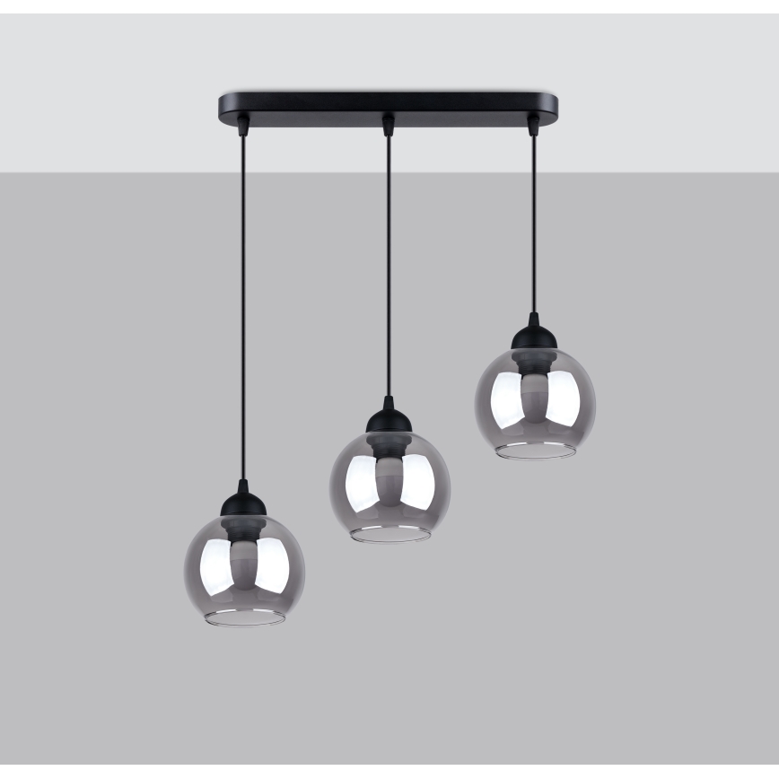 Luster na lanku ALINO 3xE27/60W/230V čierna