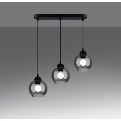 Luster na lanku ALINO 3xE27/60W/230V čierna