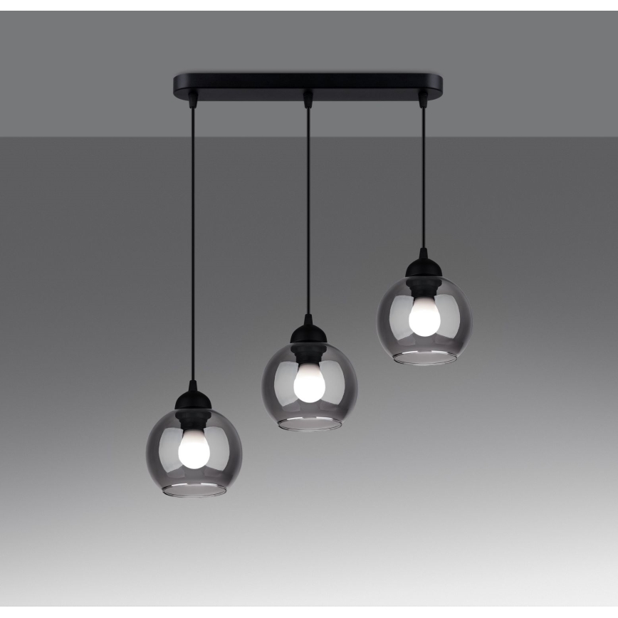 Luster na lanku ALINO 3xE27/60W/230V čierna