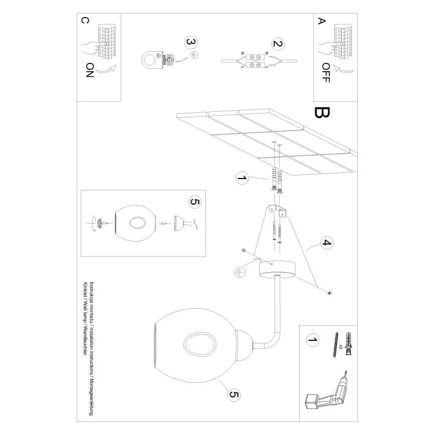 Nástenná lampa FILLAN 1xE27/60W/230V čierna