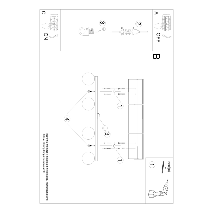 Stropné svietidlo YOLI 4xG9/12W/230V biela