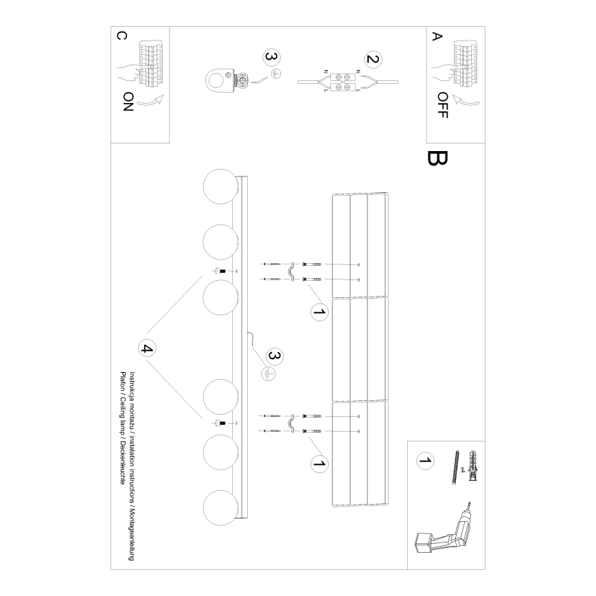 Stropné svietidlo YOLI 6xG9/12W/230V biela