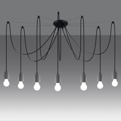 Luster na lanku NESO 7xE27/15W/230V pavúk betón