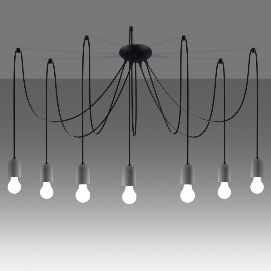 Luster na lanku NESO 7xE27/15W/230V pavúk betón