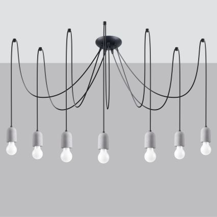 Luster na lanku NESO 7xE27/15W/230V pavúk betón