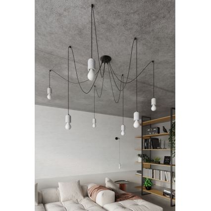Luster na lanku NESO 7xE27/15W/230V pavúk betón