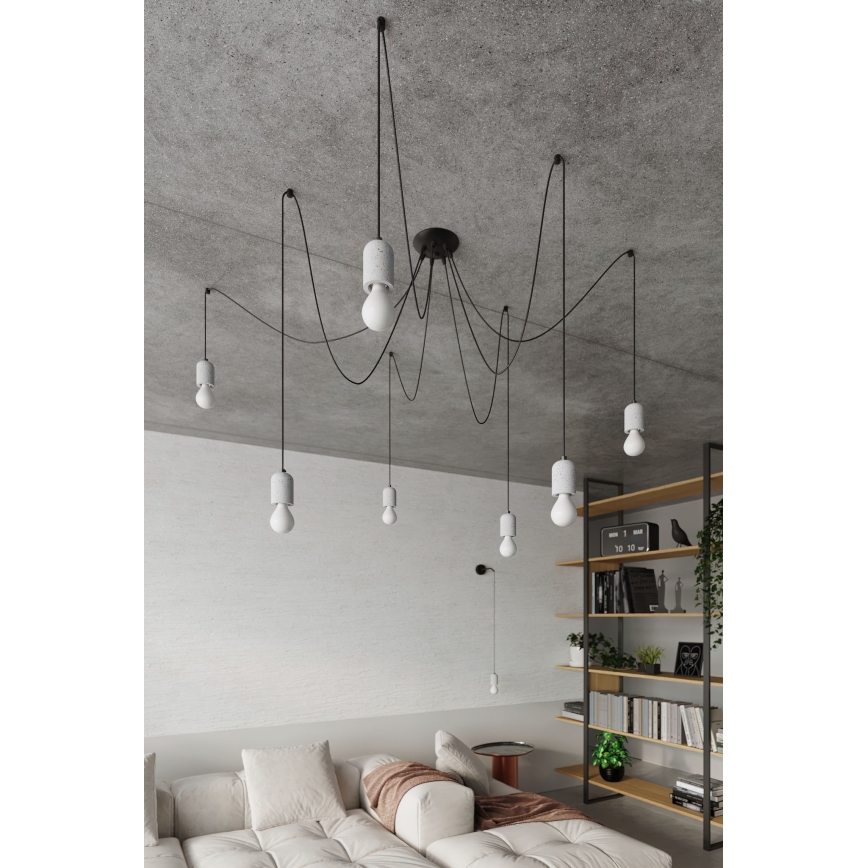 Luster na lanku NESO 7xE27/15W/230V pavúk betón