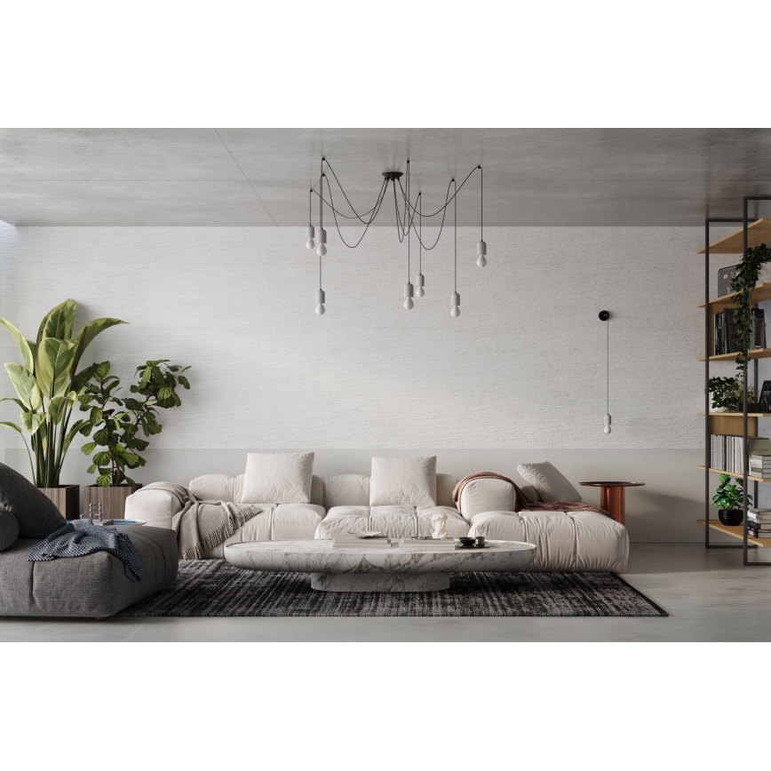 Luster na lanku NESO 7xE27/15W/230V pavúk betón