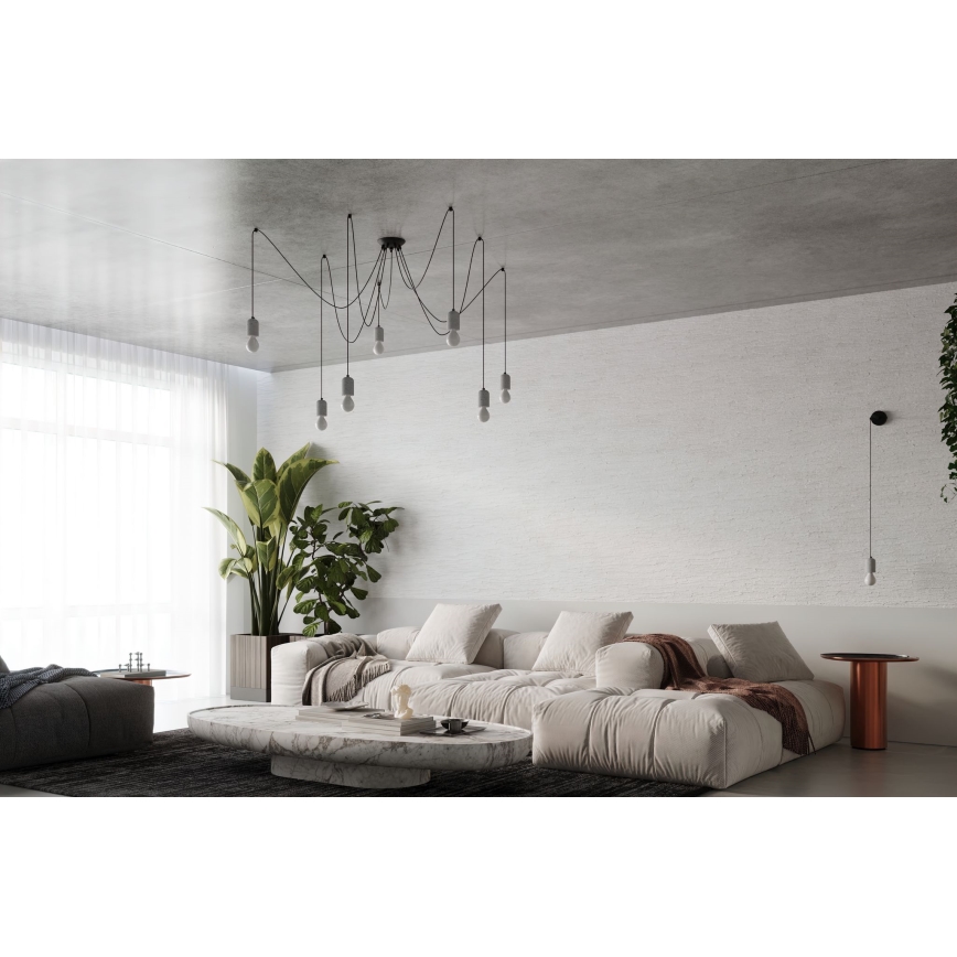 Luster na lanku NESO 7xE27/15W/230V pavúk betón