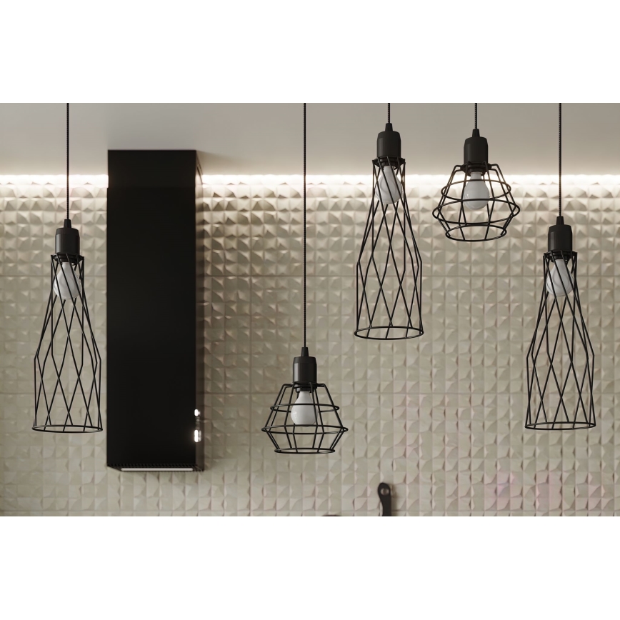 Luster na lanku SUBA 4xE27/15W/230V čierna