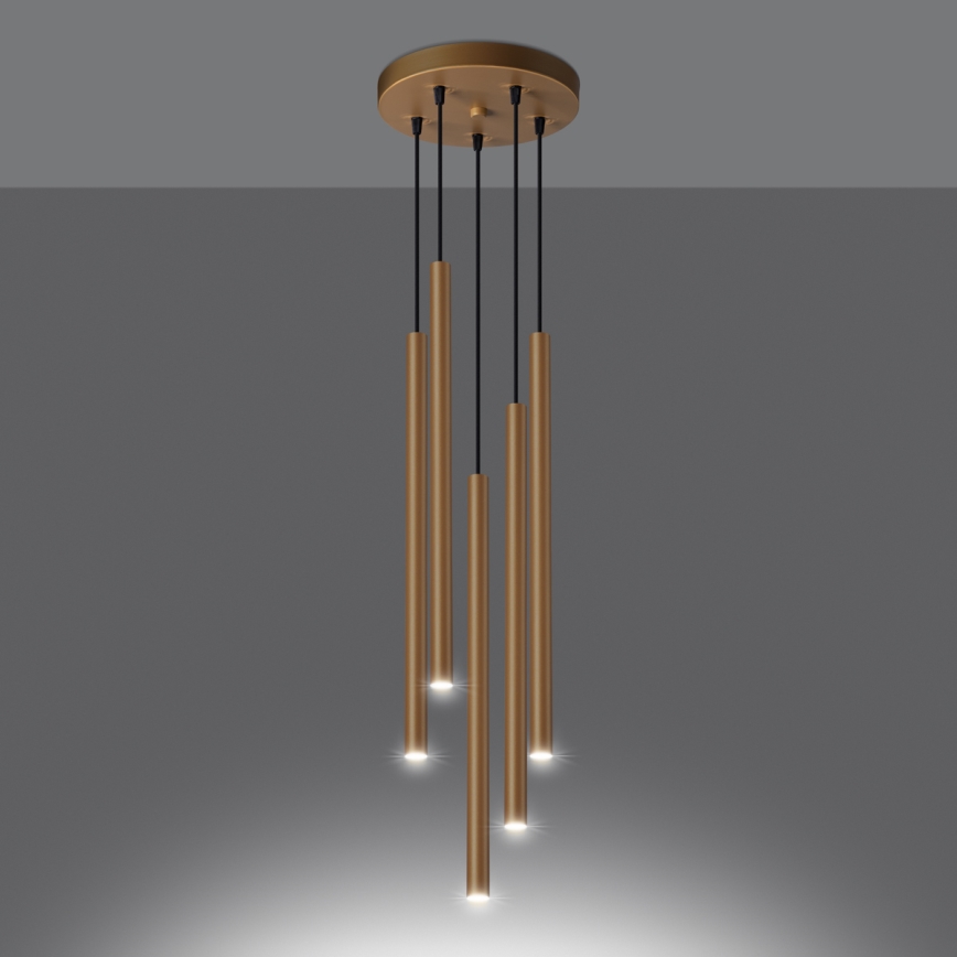 Luster na lanku PASTELO 5xG9/8W/230V zlatá