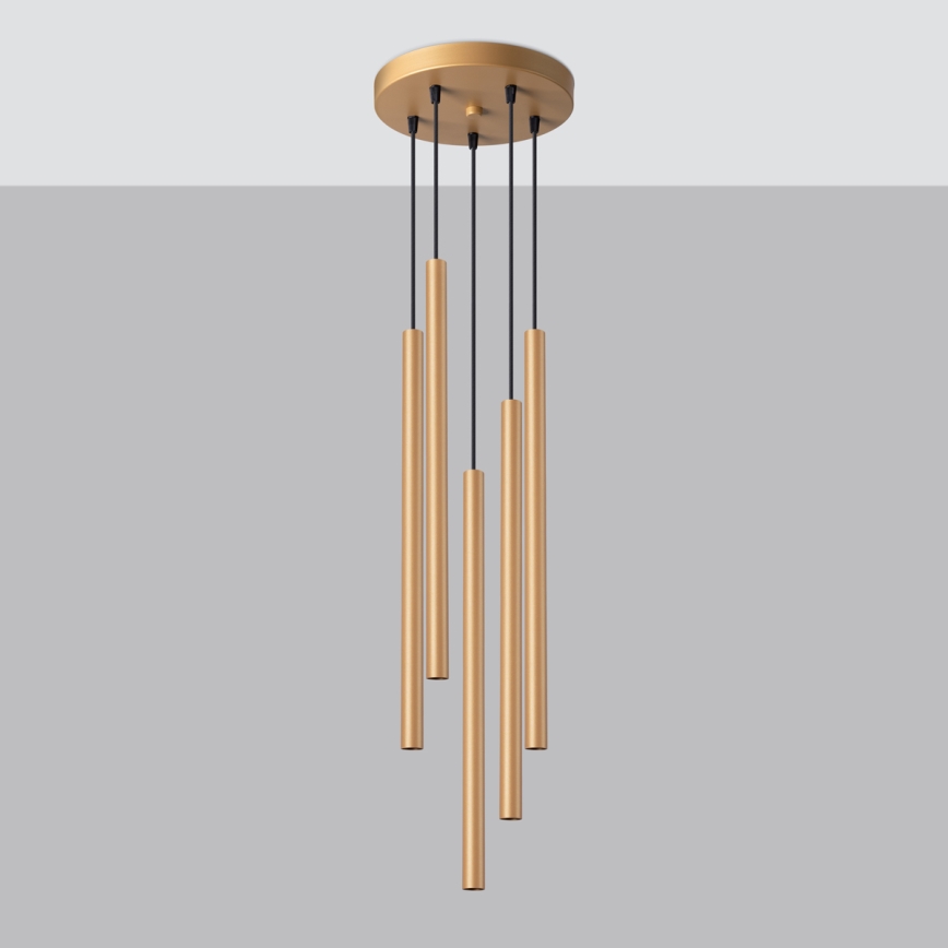 Luster na lanku PASTELO 5xG9/8W/230V zlatá
