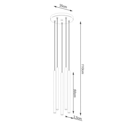 Luster na lanku PASTELO 5xG9/8W/230V biela