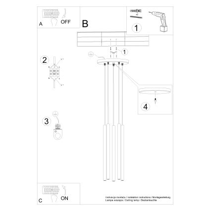 Luster na lanku PASTELO 5xG9/8W/230V biela