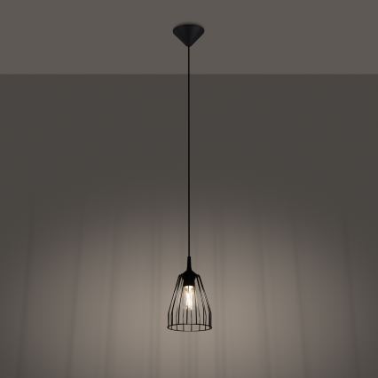 Luster na lanku LEYO 1xE27/15W/230V čierna