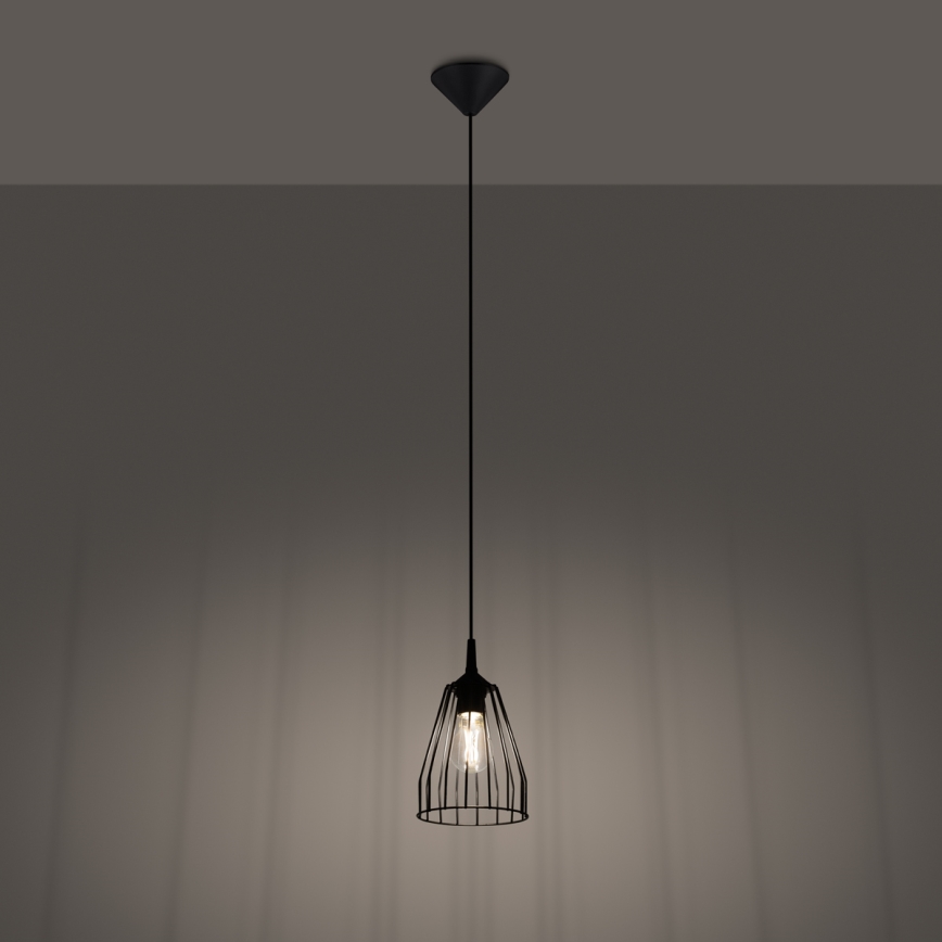 Luster na lanku LEYO 1xE27/15W/230V čierna