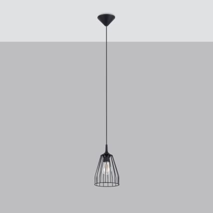 Luster na lanku LEYO 1xE27/15W/230V čierna