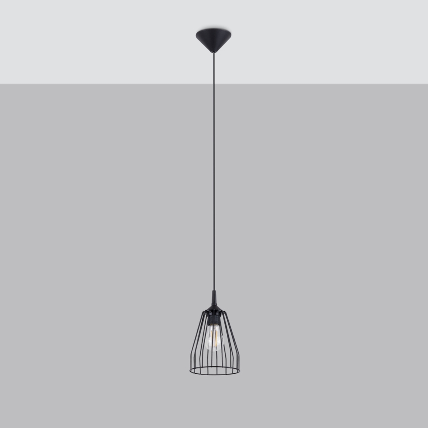 Luster na lanku LEYO 1xE27/15W/230V čierna