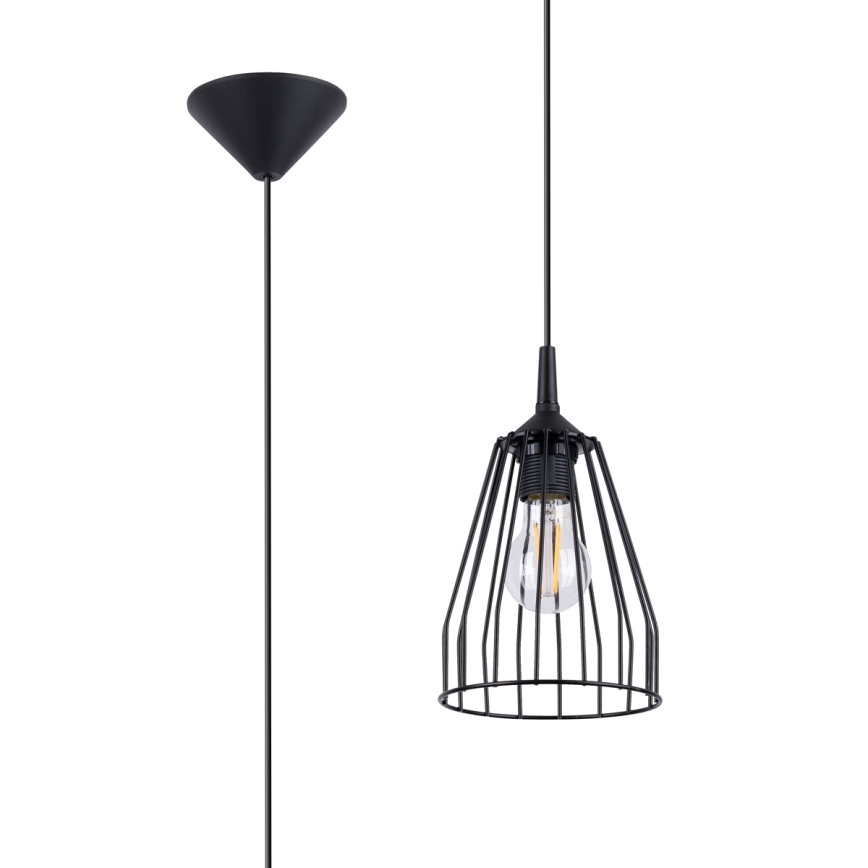 Luster na lanku LEYO 1xE27/15W/230V čierna