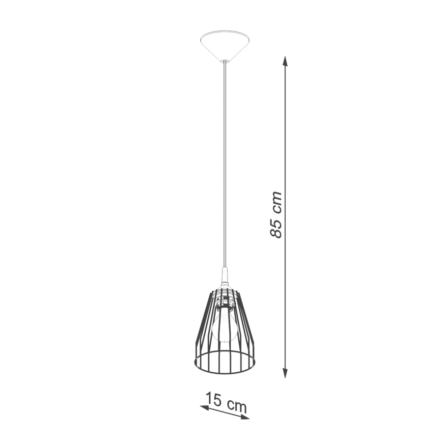 Luster na lanku LEYO 1xE27/15W/230V čierna