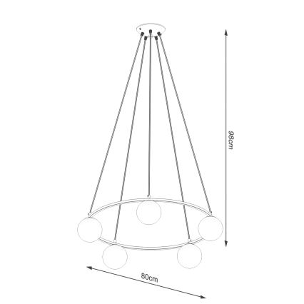 Luster na lanku YOLI 5xG9/8W/230V čierna