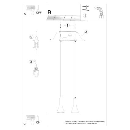 Luster na lanku REA 2xE14/12W/230V betón