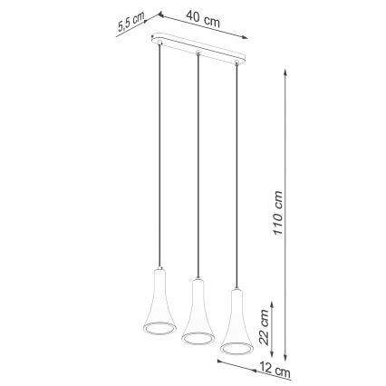 Luster na lanku REA 3xE14/12W/230V betón