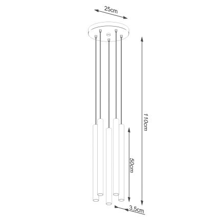 Luster na lanku PASTELO 5xG9/8W/230V buk