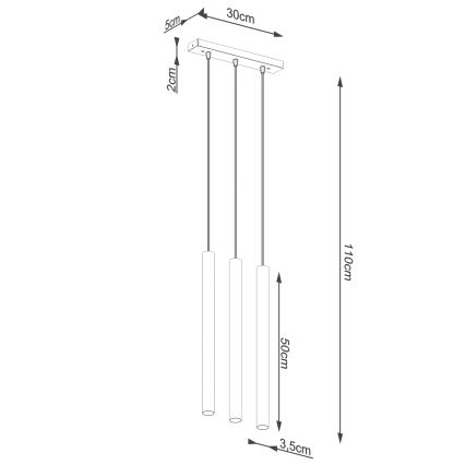 Luster na lanku PASTELO 3xG9/8W/230V betón