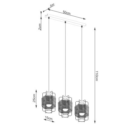 Luster na lanku GIZUR 3xE27/15W/230V