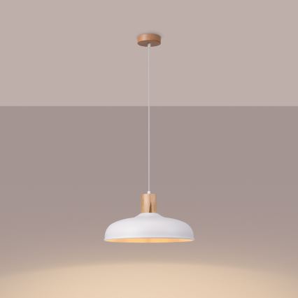 Luster na lanku INDY 1xE27/15W/230V pr. 38 cm biela
