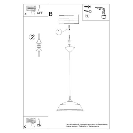 Luster na lanku FRIKA 1xE27/15W/230V pr. 34 cm čierna