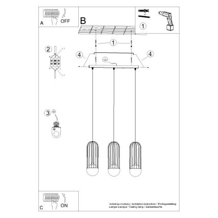 Luster na lanku BRINA 3xG9/8W/230V biela