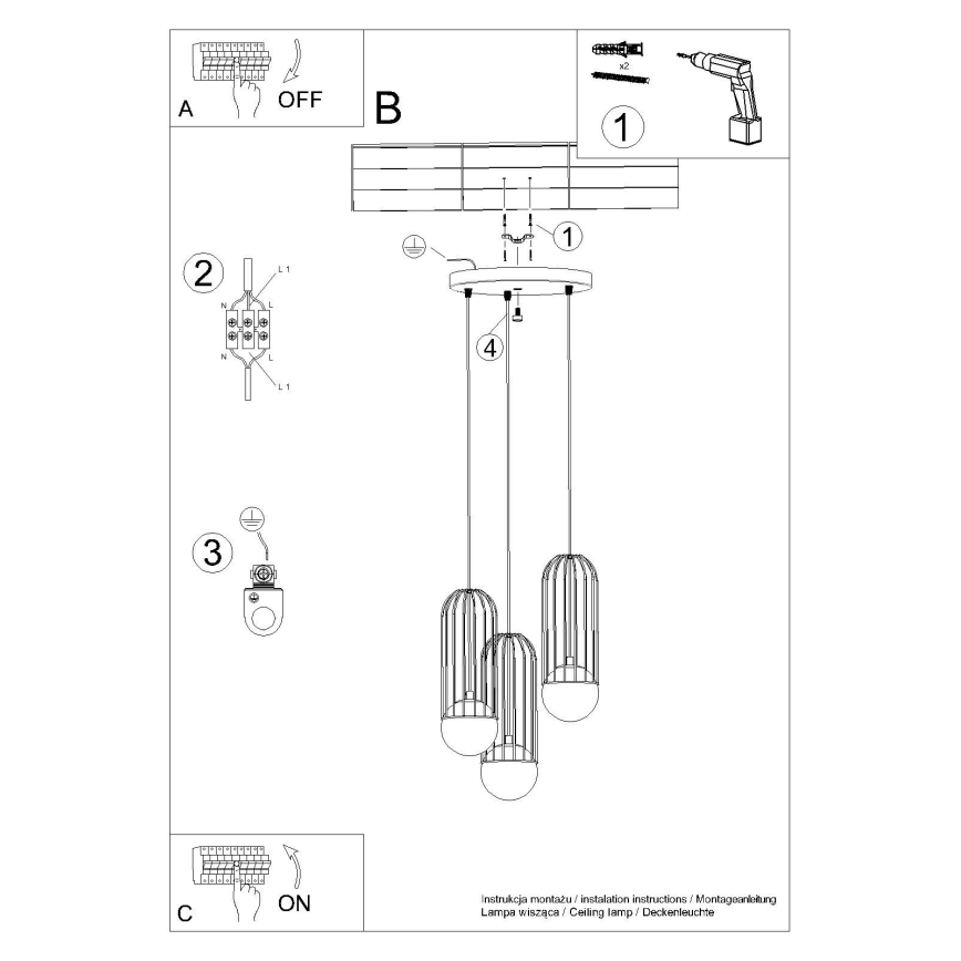 Luster na lanku BRINA 3xG9/8W/230V biela