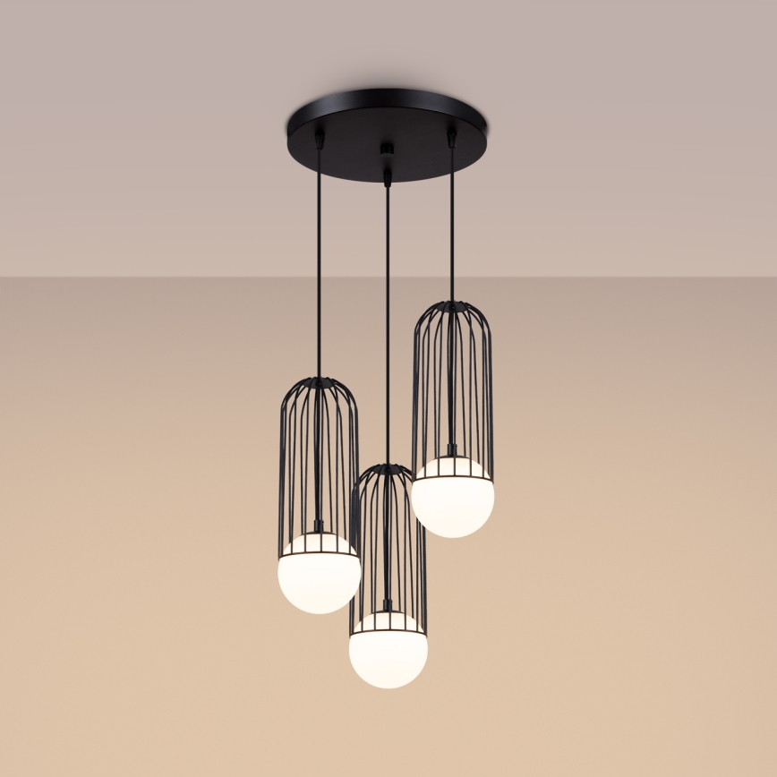 Luster na lanku BRINA 3xG9/8W/230V čierna