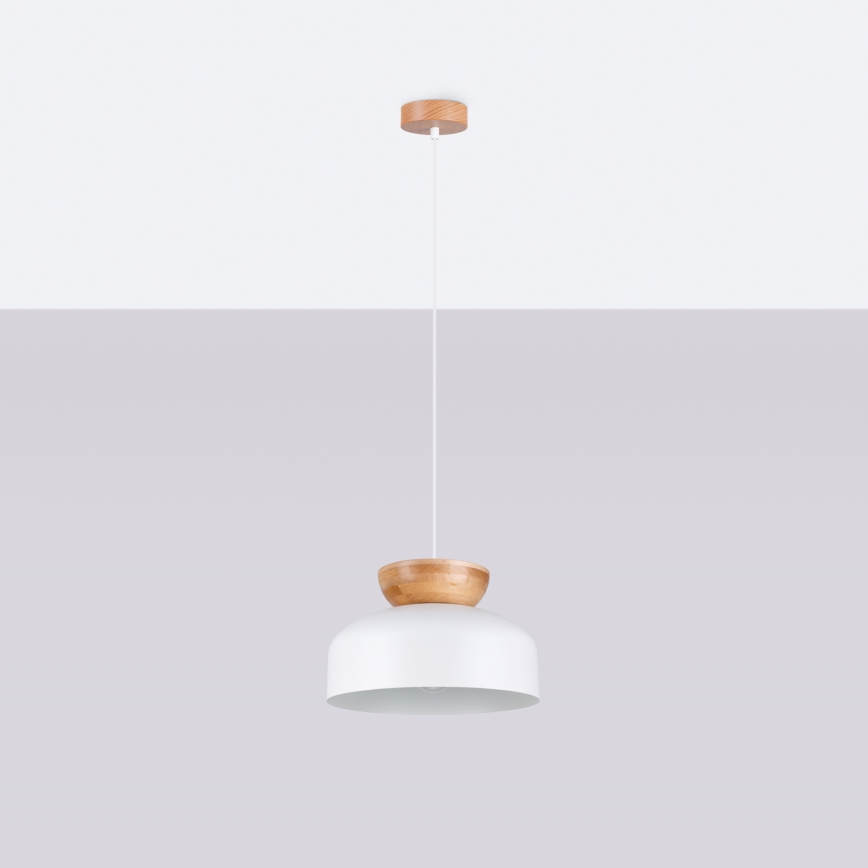 Luster na lanku MARION 1xE27/15W/230V pr. 29,5 cm biela