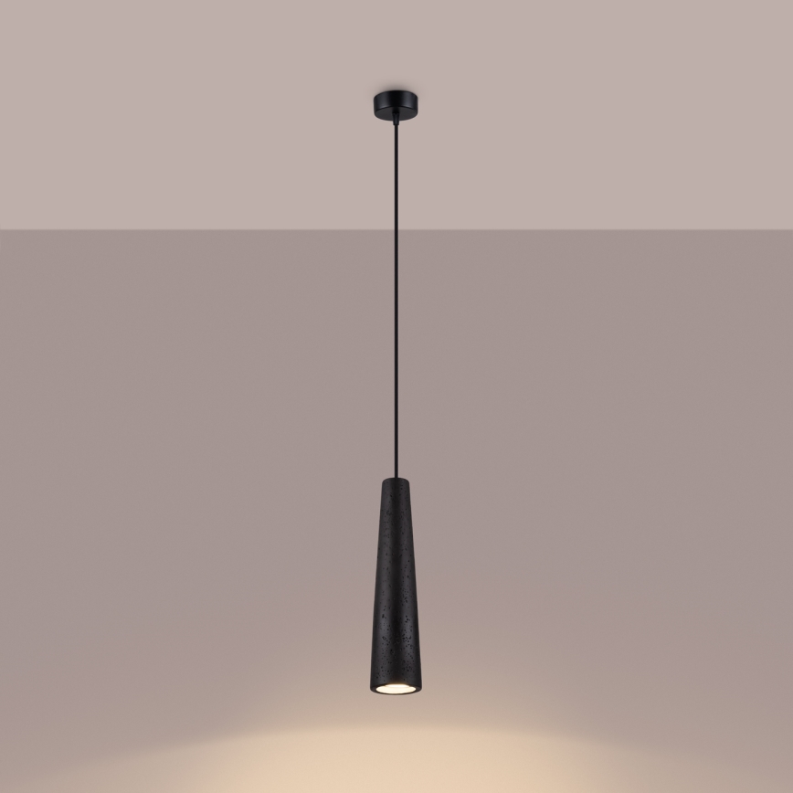 Luster na lanku ELECTRA 1xGU10/10W/230V betón/čierna