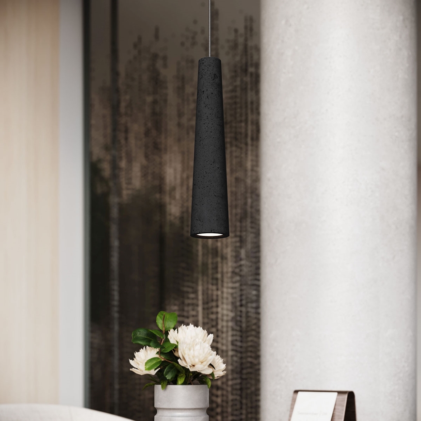 Luster na lanku ELECTRA 1xGU10/10W/230V betón/čierna