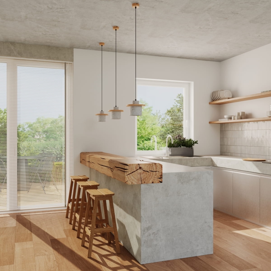 Závesný luster na lanku MAB 1xE27/15W/230V priemer 22 cm betón/sivá