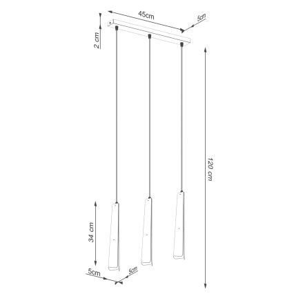 Luster na lanku PRYSM 3xG9/8W/230V biela
