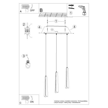 Luster na lanku PRYSM 3xG9/8W/230V biela