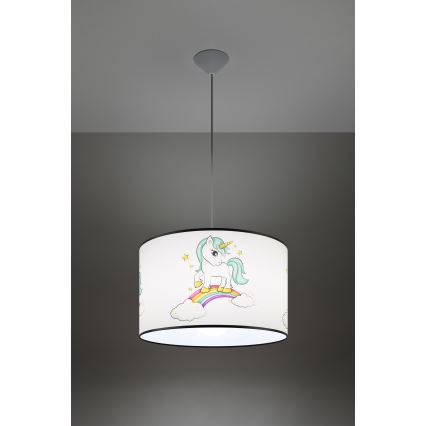 Detský luster na lanku UNICORN 1xE27/15W/230V pr. 40 cm jednorožec