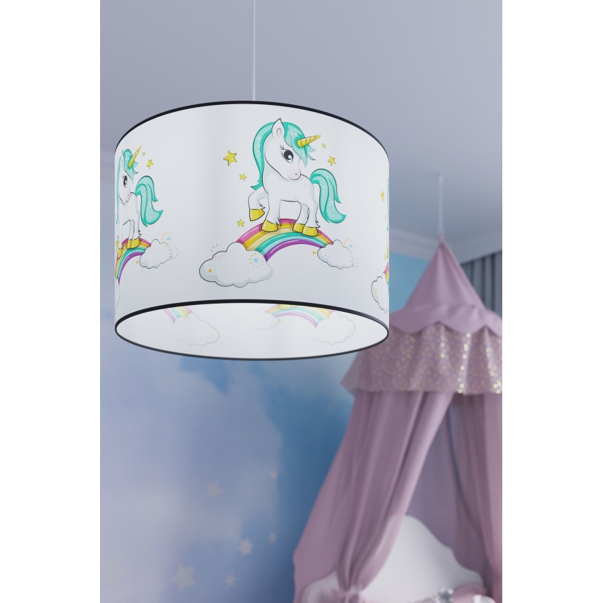 Detský luster na lanku UNICORN 1xE27/15W/230V pr. 40 cm jednorožec